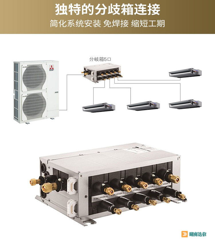 三菱电机中央空调菱耀系列独特的分歧箱连接